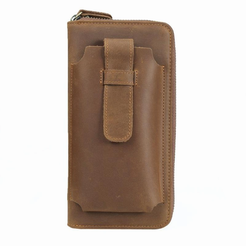 Brown Vintage Leather Long Wallet for Men Bifold Black COffee Phone Clutch Wallet For Men