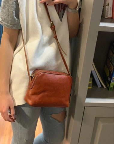 Brown Vintage Womens Leather Shoulder Bag Crossbody Bag Side Bag Purse for Ladies