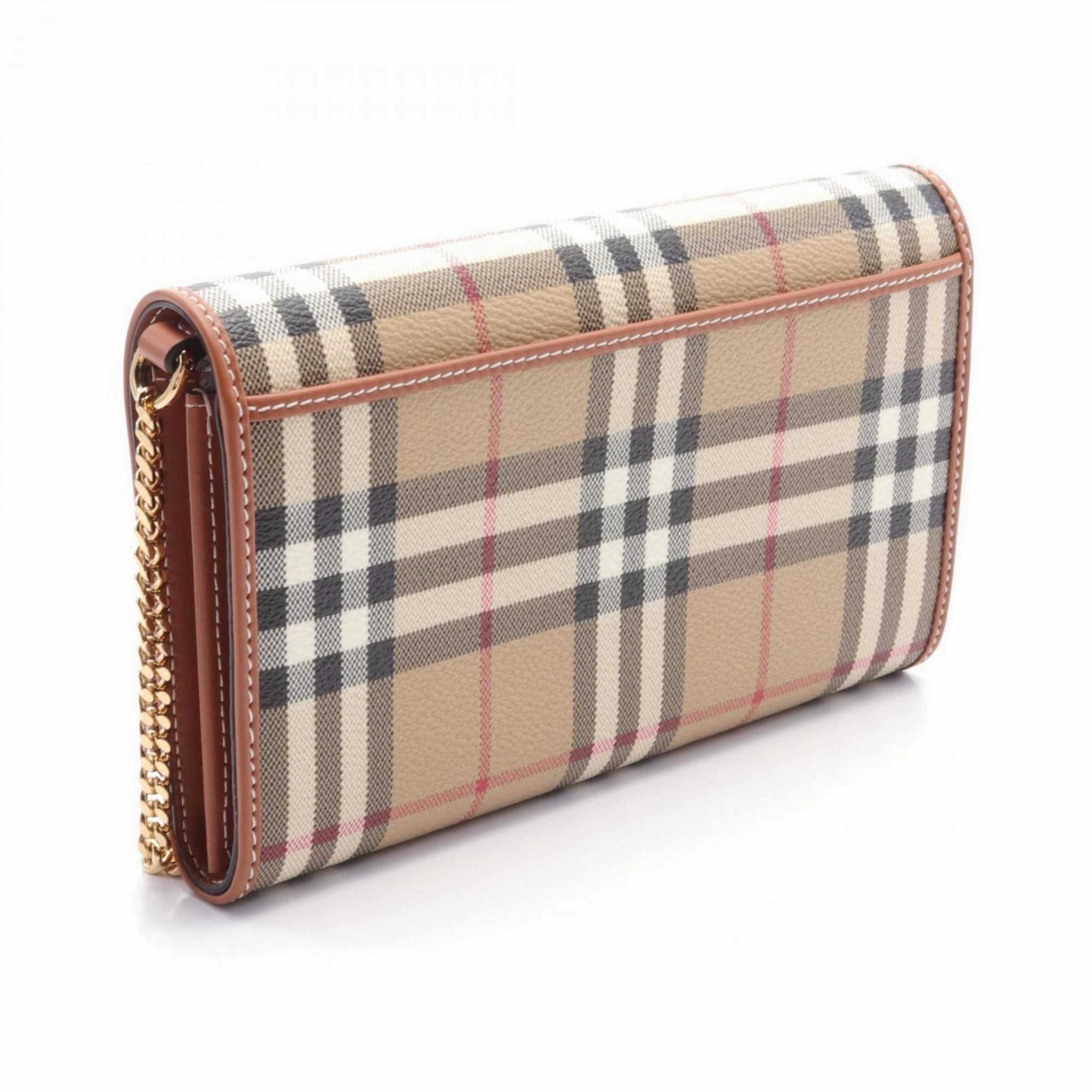 Burberry    Coated Canvas Leather Shoulder Bag