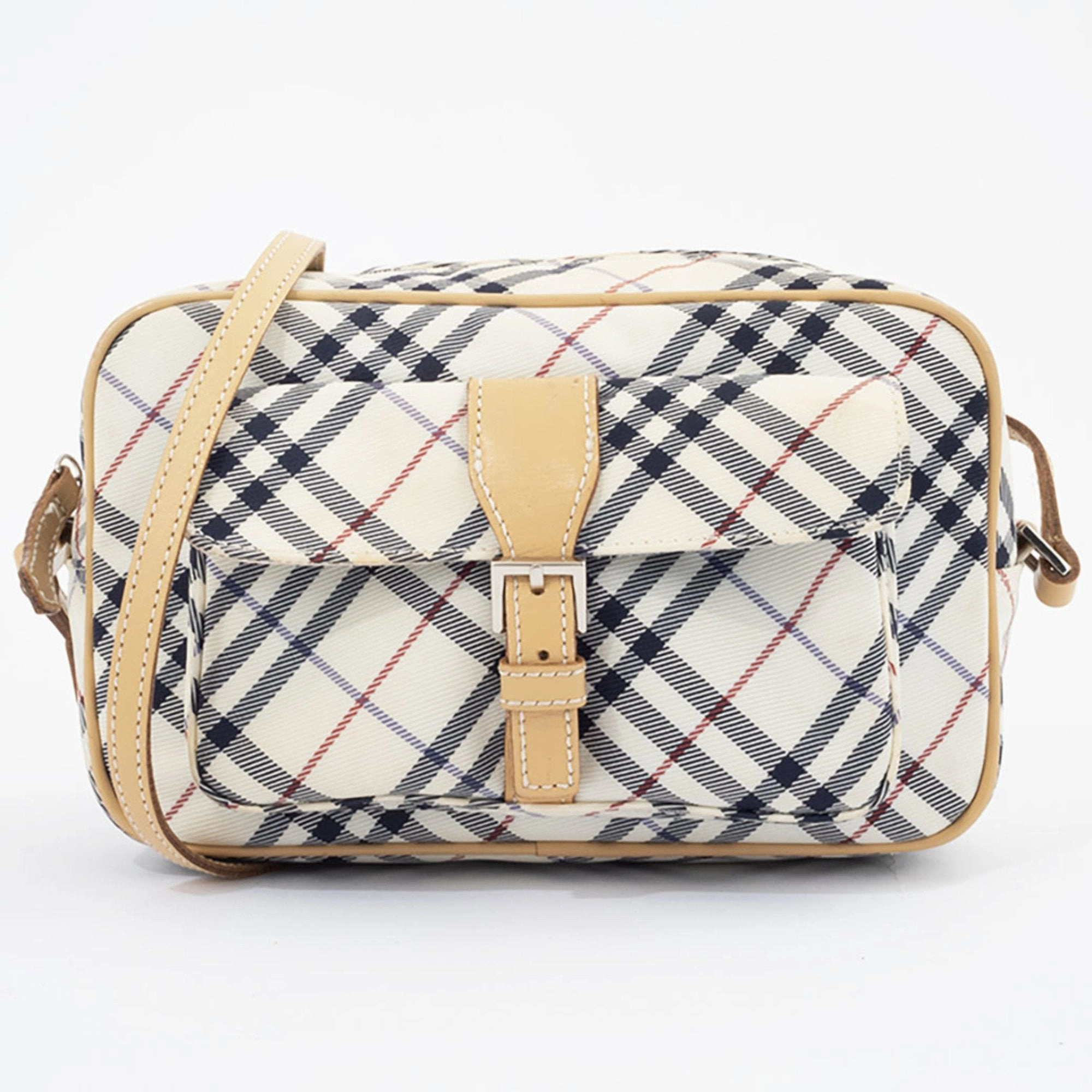 Burberry blue Label Canvas Leather Shoulder Bag (Pre-Owned)