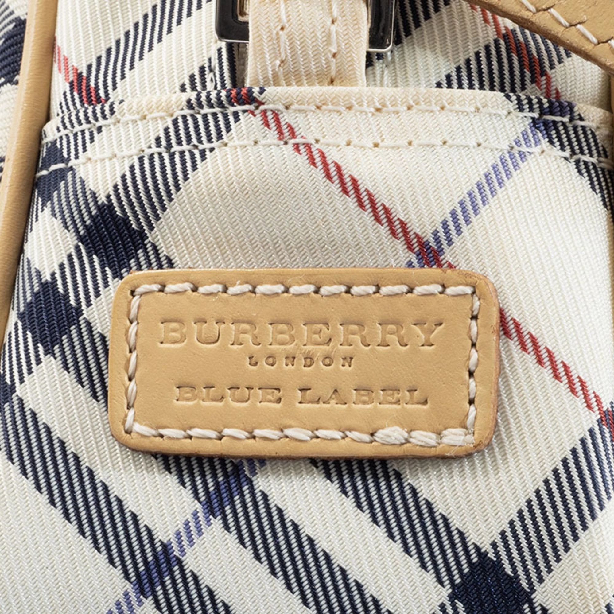 Burberry blue Label Canvas Leather Shoulder Bag (Pre-Owned)