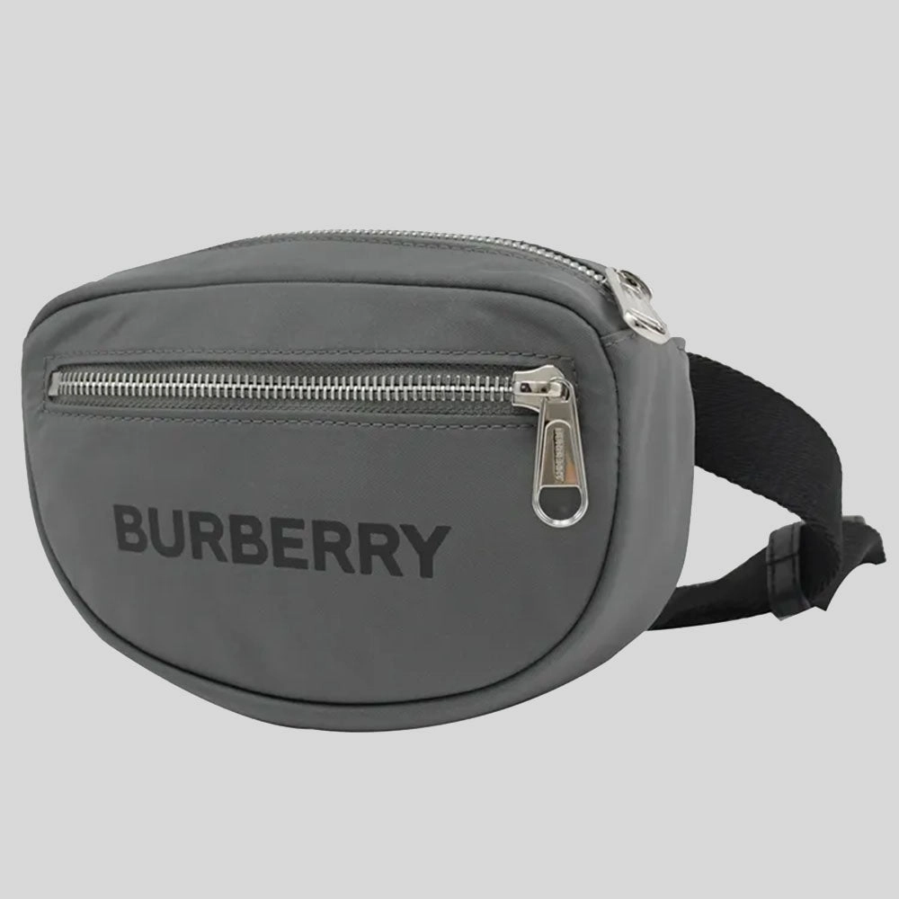 BURBERRY Cannon Branded Nylon Belt/Crossbody Bag Grey 80528881