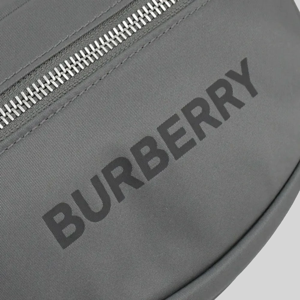 BURBERRY Cannon Branded Nylon Belt/Crossbody Bag Grey 80528881