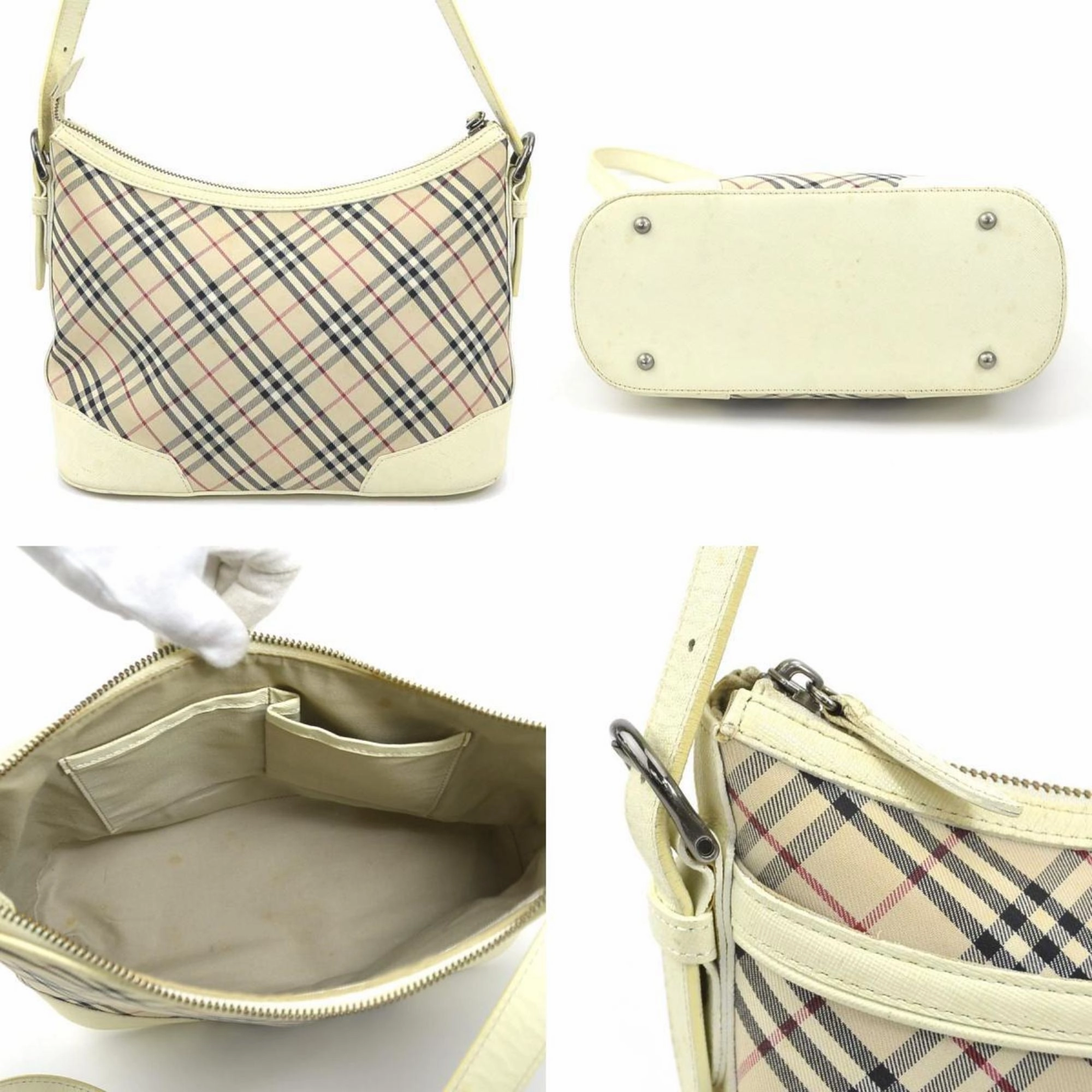 Burberry  Off- Canvas Leather Shoulder Bag (Pre-Owned)