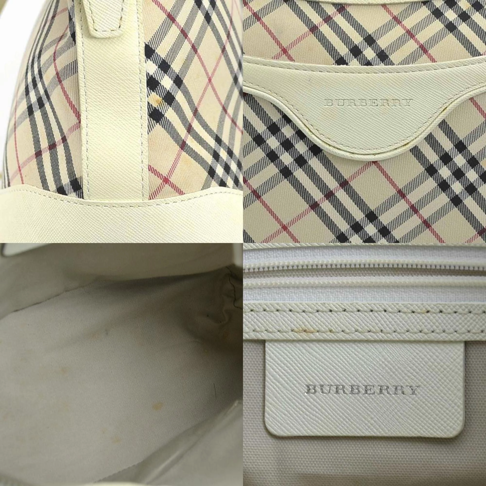 Burberry  Off- Canvas Leather Shoulder Bag (Pre-Owned)