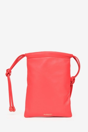 Burberry Red Leather Small Drawcord Pouch Crossbody Bag