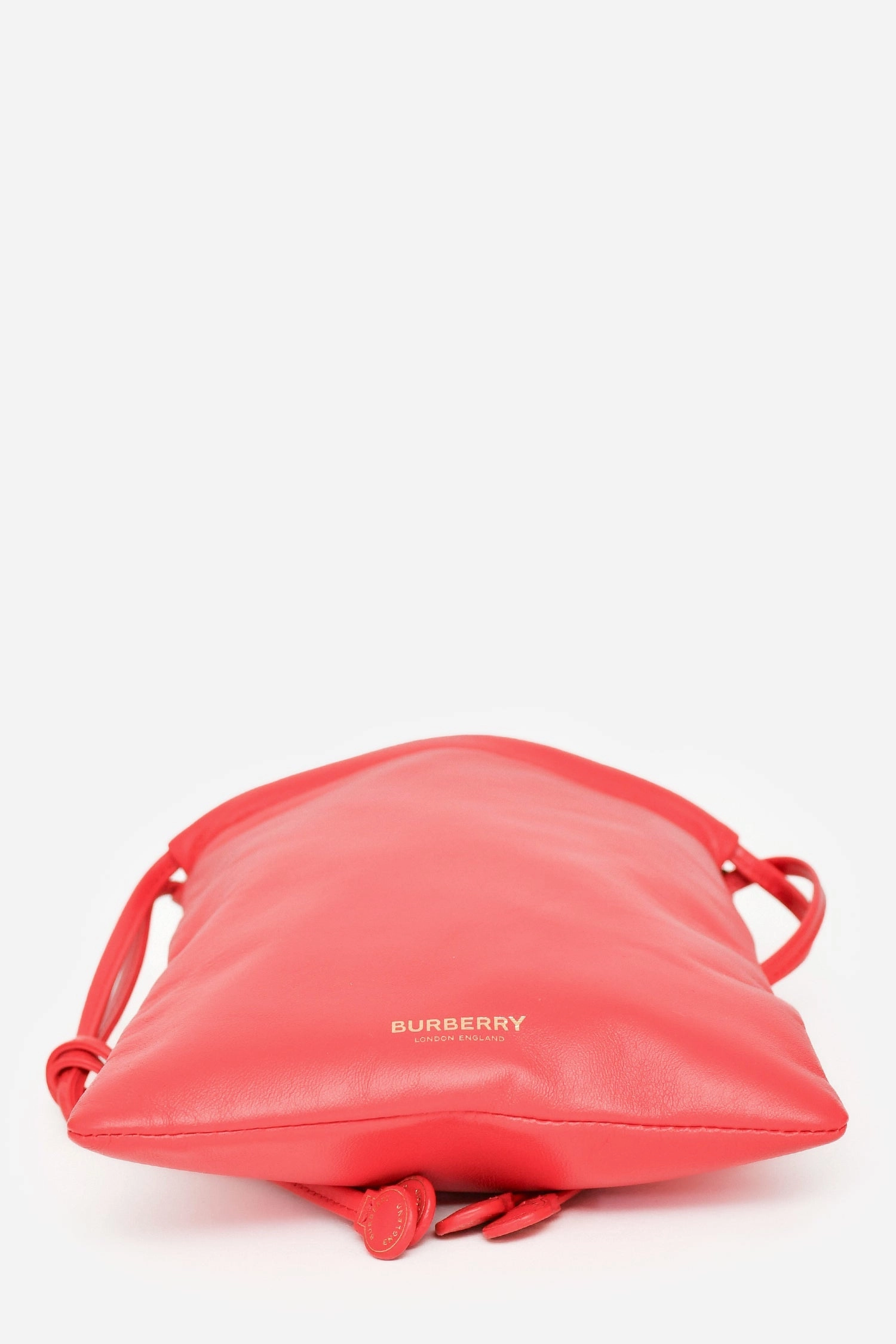 Burberry Red Leather Small Drawcord Pouch Crossbody Bag