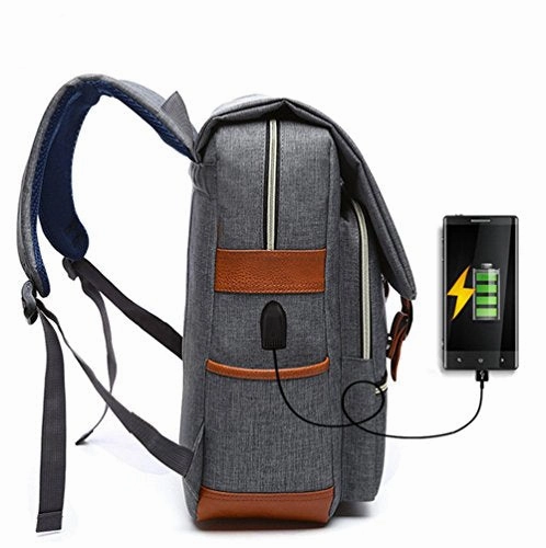 Business Canvas Laptop Backpack With Usb Charging Port School College Shoulder Bag By Yaagle