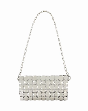 Button Baguette Crossbody  - Paco Rabanne - Silver