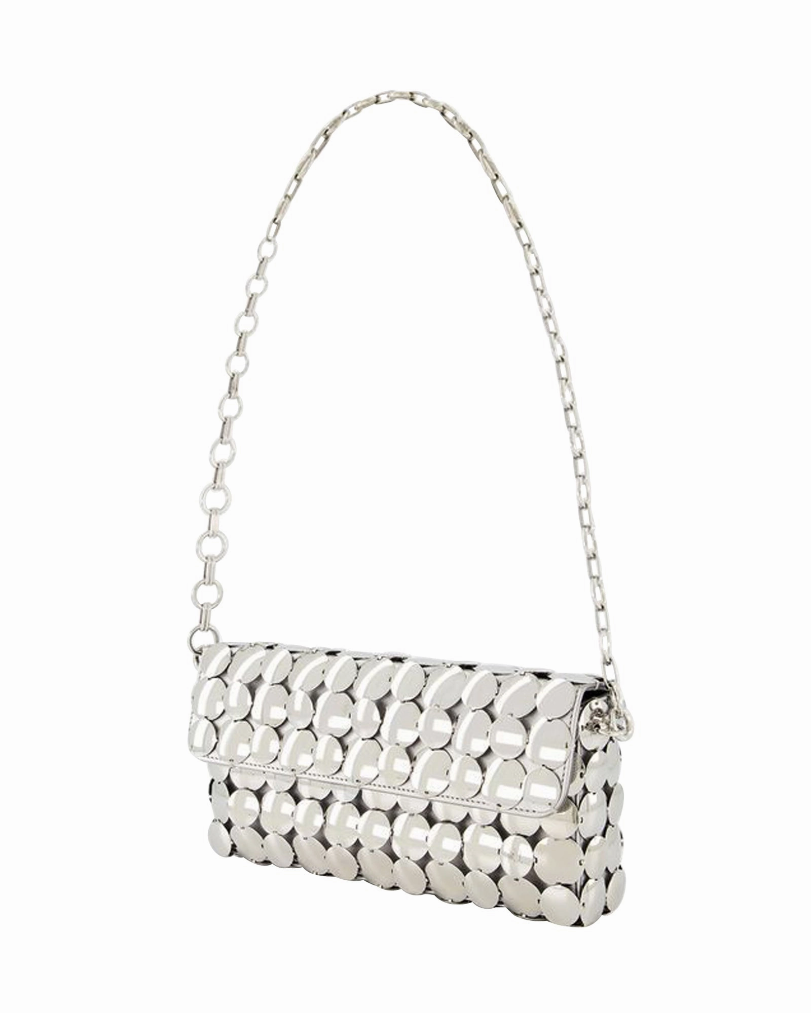 Button Baguette Crossbody  - Paco Rabanne - Silver