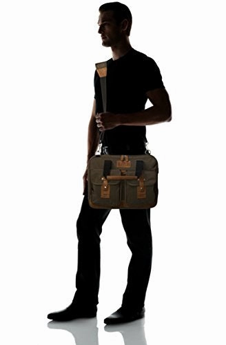 Buxton Men's Expedition Ii Trekker Laptop Brief, Olive