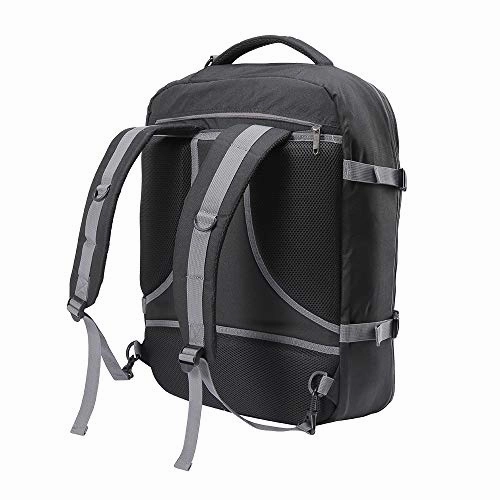 Cabin Max? Metz XL Expandable Lightweight Backpack for Men and Women - cabin bag 22x14x9 55L capacity - Approved for Most Major Airlines! (Black/Grey)