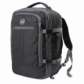 Cabin Max? Metz XL Expandable Lightweight Backpack for Men and Women - cabin bag 22x14x9 55L capacity - Approved for Most Major Airlines! (Black/Grey)