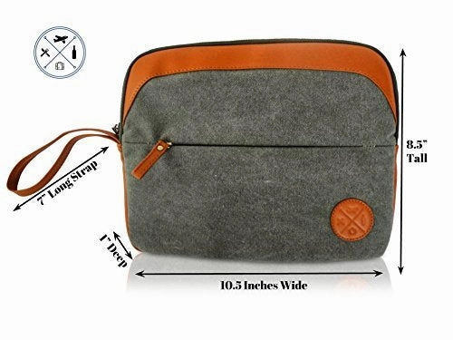 Canvas Tote Shoulder Bag With Large Padded Laptop Compartment And Bonus Ipad/Tablet Sleeve. Perfect