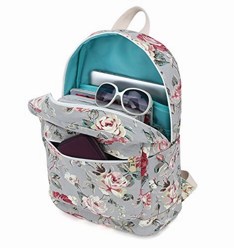 Canvaslove Rose Blue Canvas Waterproof Laptop Backpack With Massage Cushion Straps And Usb Charging