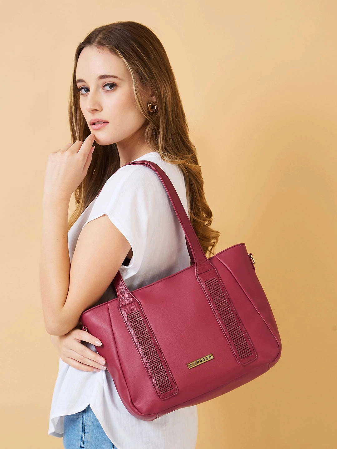 Caprese Aria Medium Plum Satchel Bag