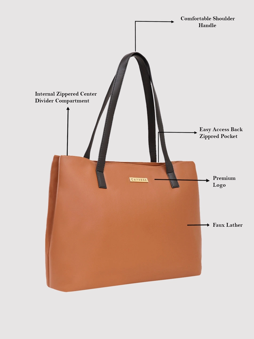 Caprese Arleen Medium Tan Satchel Bag