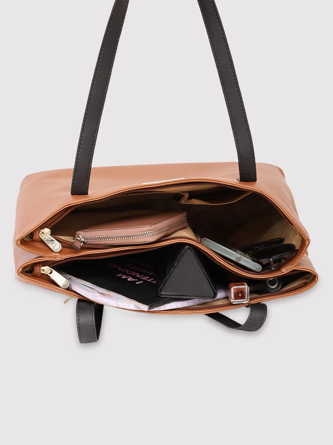 Caprese Arleen Medium Tan Satchel Bag