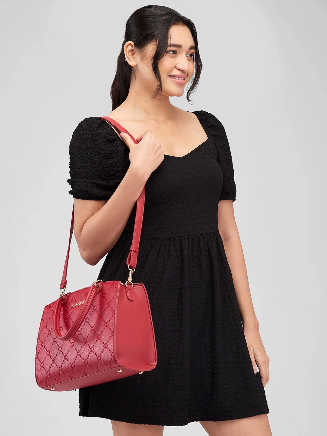 Caprese Brianna Medium Red Satchel Bag