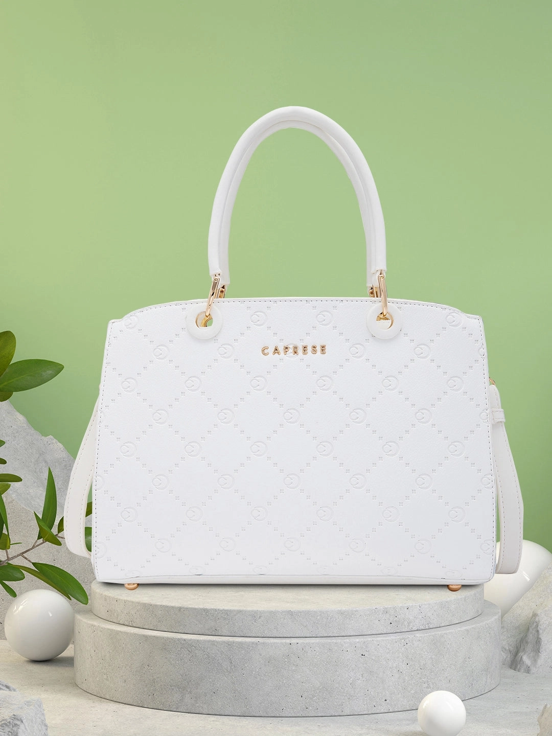 Caprese Brianna Medium White Satchel Bag
