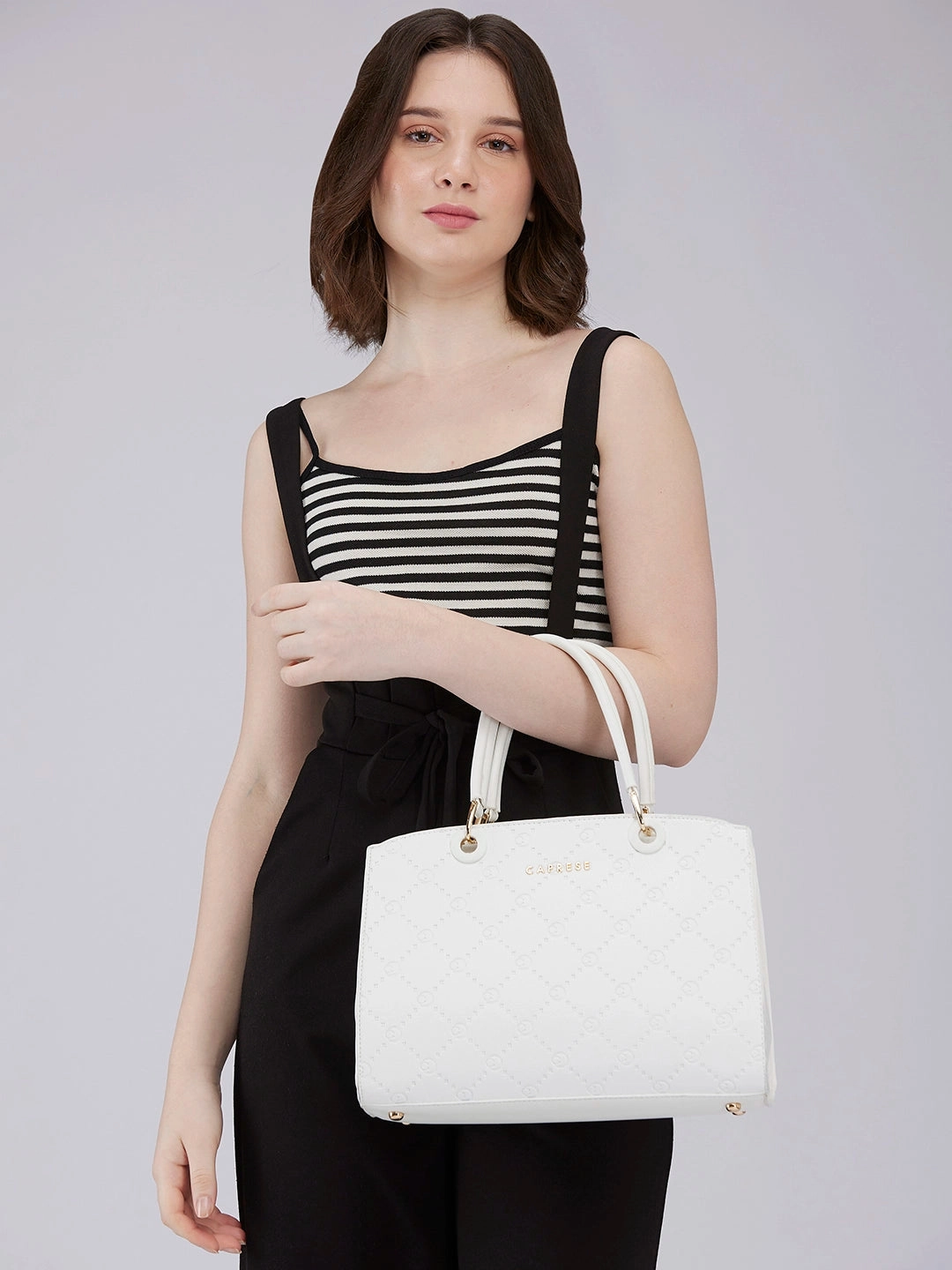 Caprese Brianna Medium White Satchel Bag