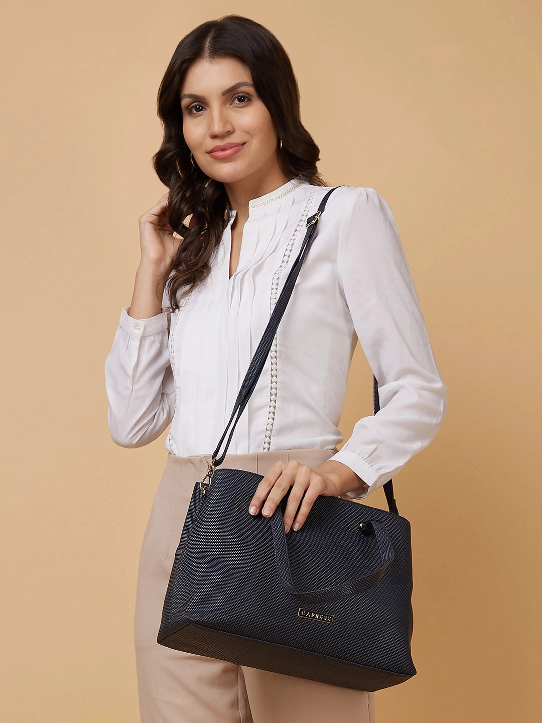 Caprese Cherry Medium Blue Satchel Bag
