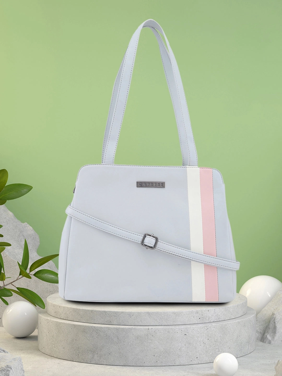 Caprese Chia Medium Light Grey Satchel Bag