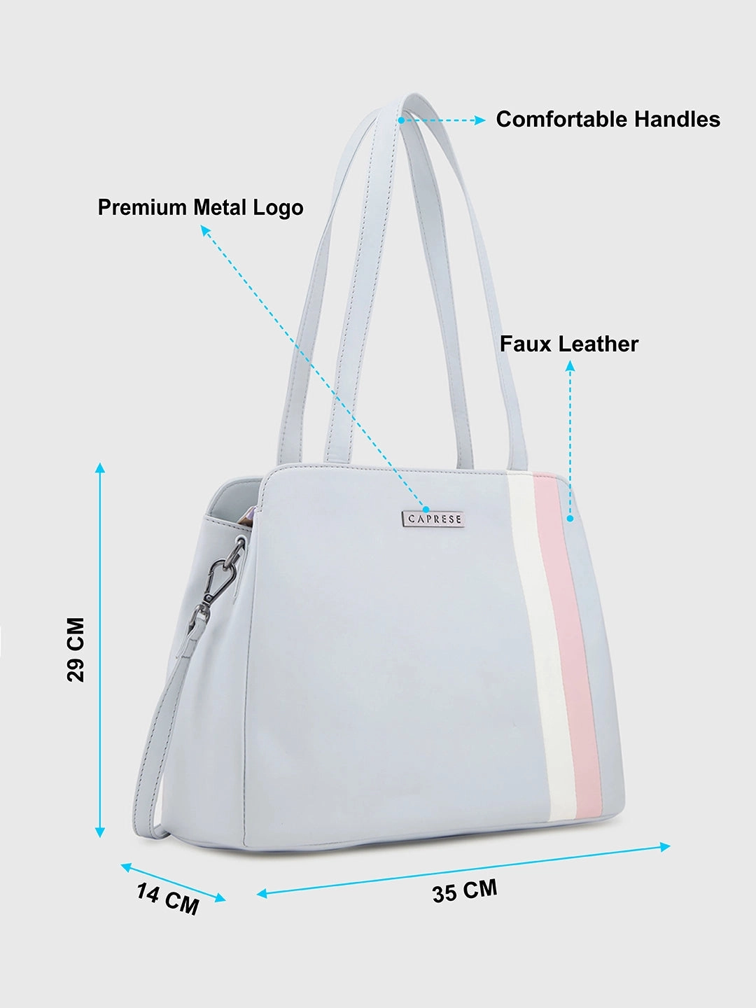 Caprese Chia Medium Light Grey Satchel Bag