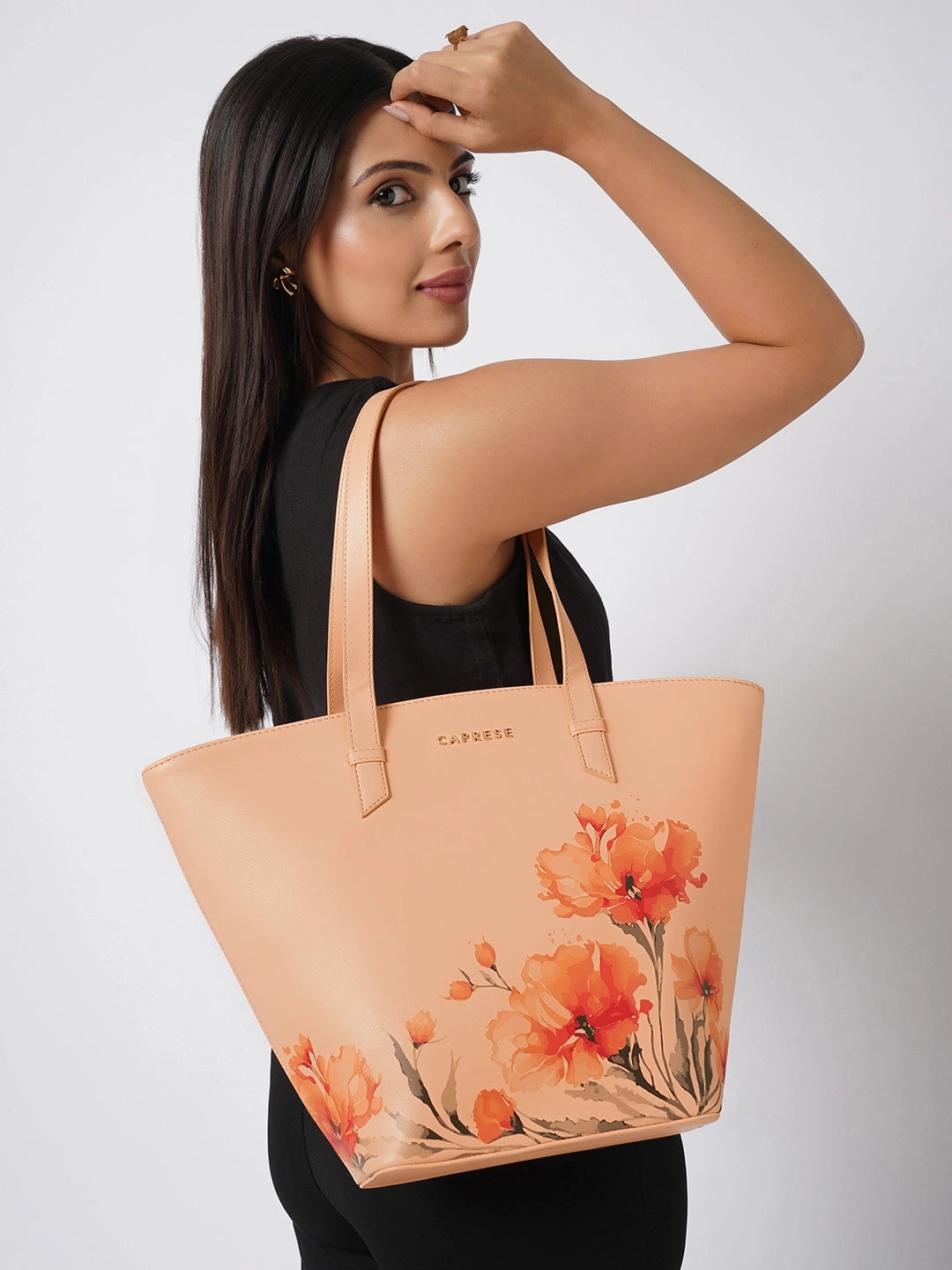 Caprese Chloe Large Orange Satchel Bag