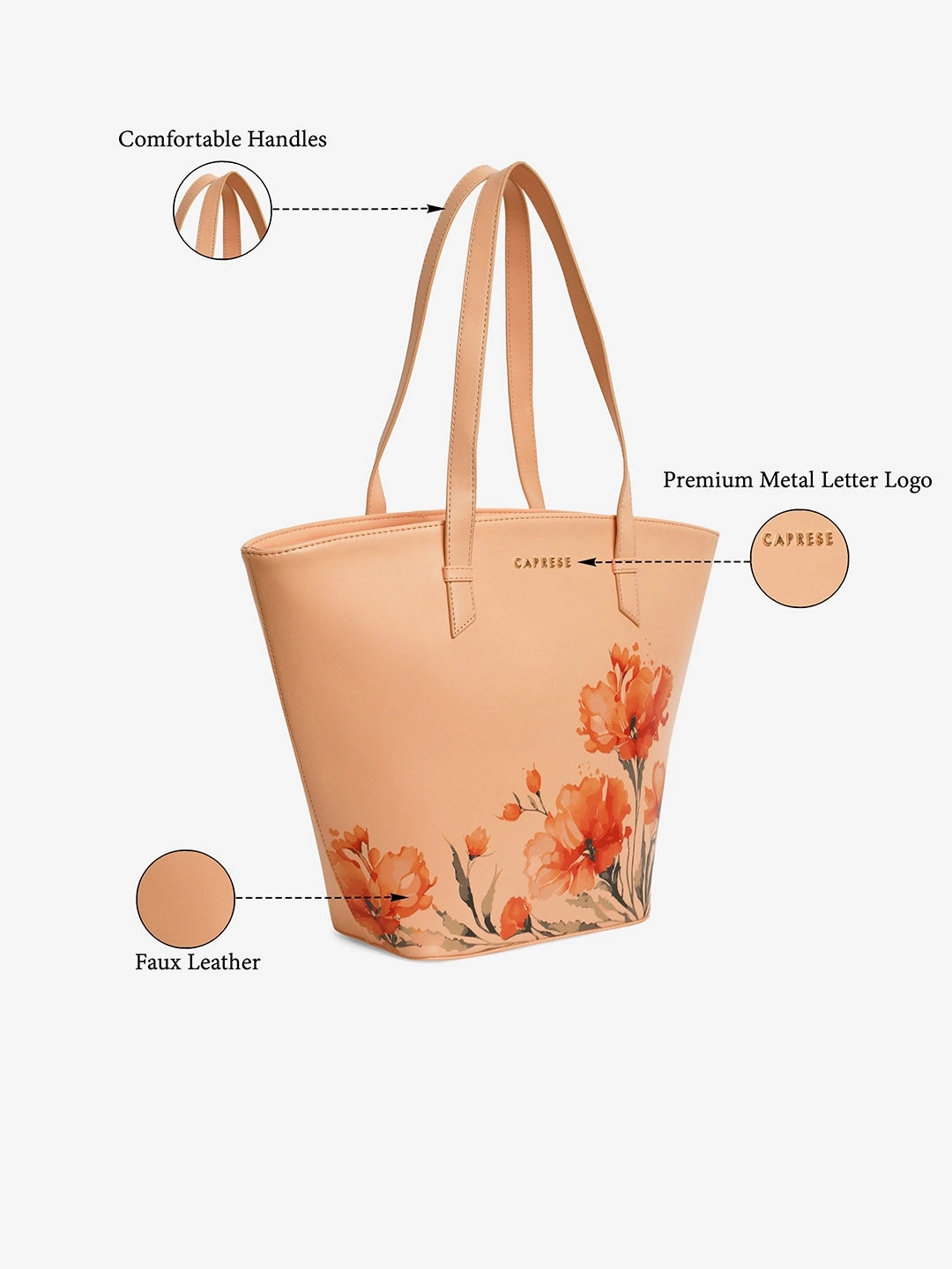 Caprese Chloe Large Orange Satchel Bag
