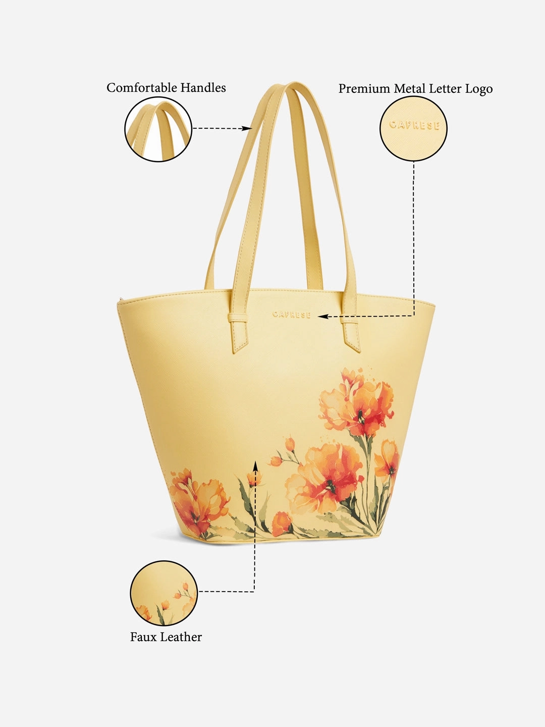 Caprese Chloe Large Yellow Satchel Bag