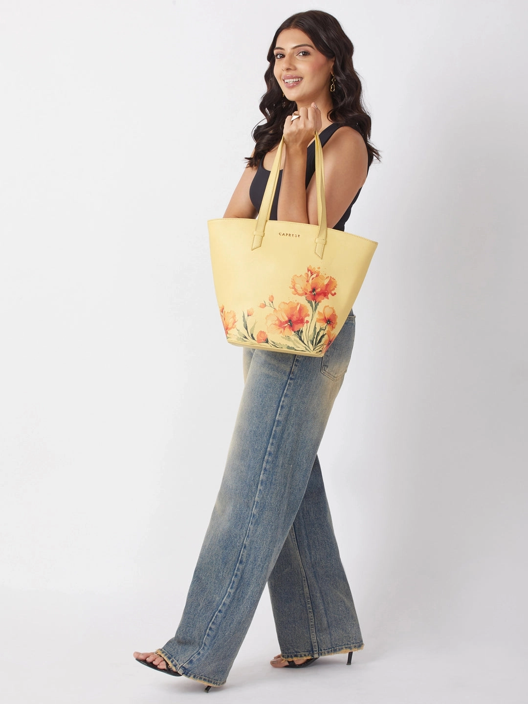 Caprese Chloe Large Yellow Satchel Bag