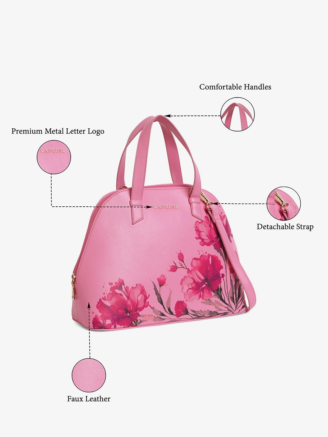 Caprese Chloe Medium Violet Satchel Bag