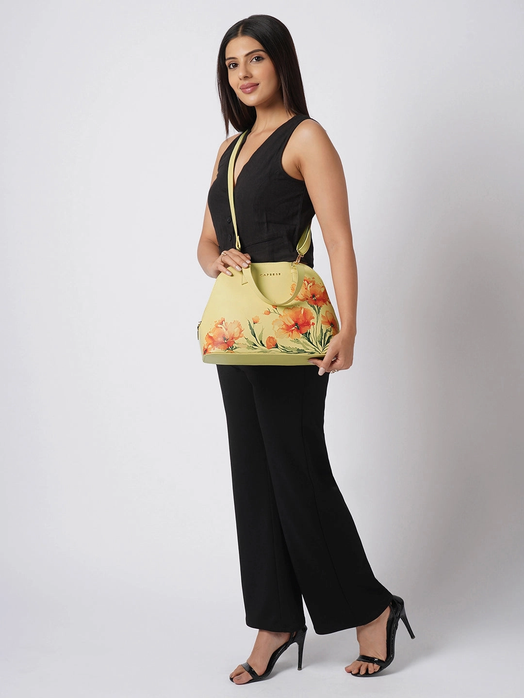 Caprese Chloe Medium Yellow Satchel Bag