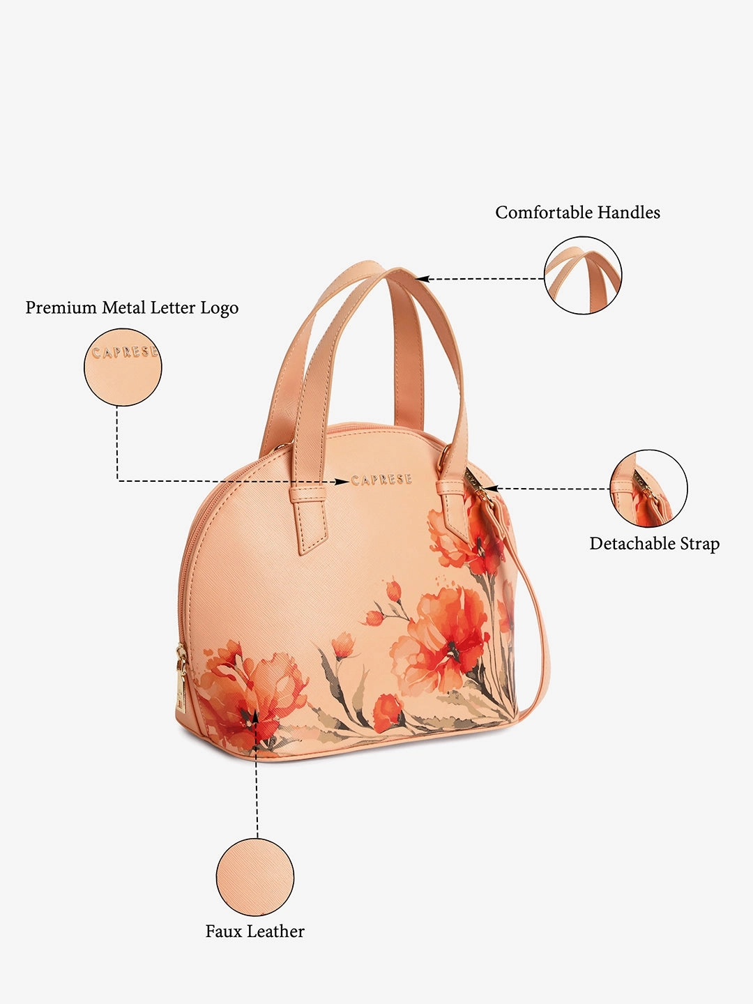 Caprese Chloe Small Orange Satchel Bag