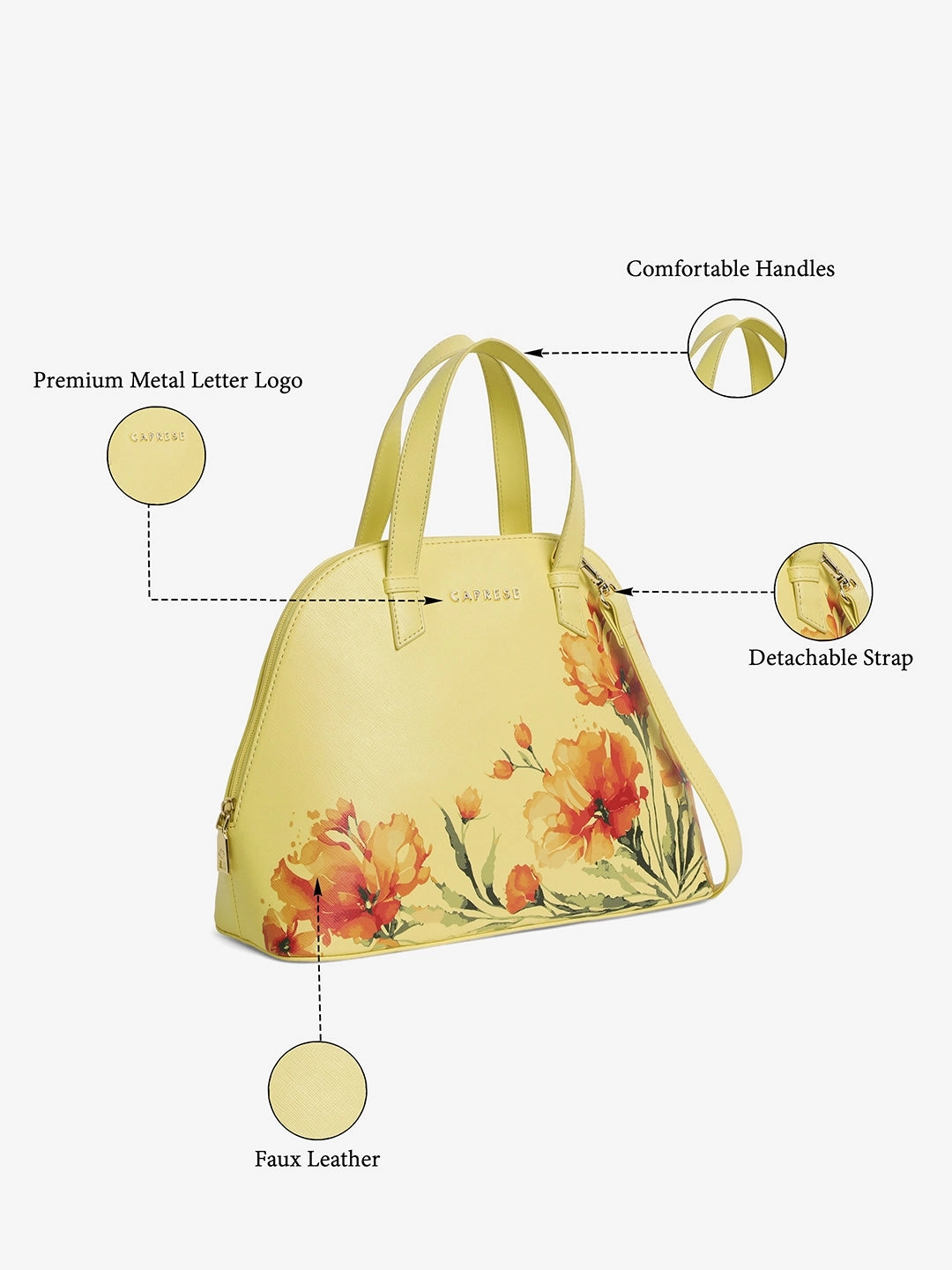 Caprese Chloe Small Yellow Satchel Bag