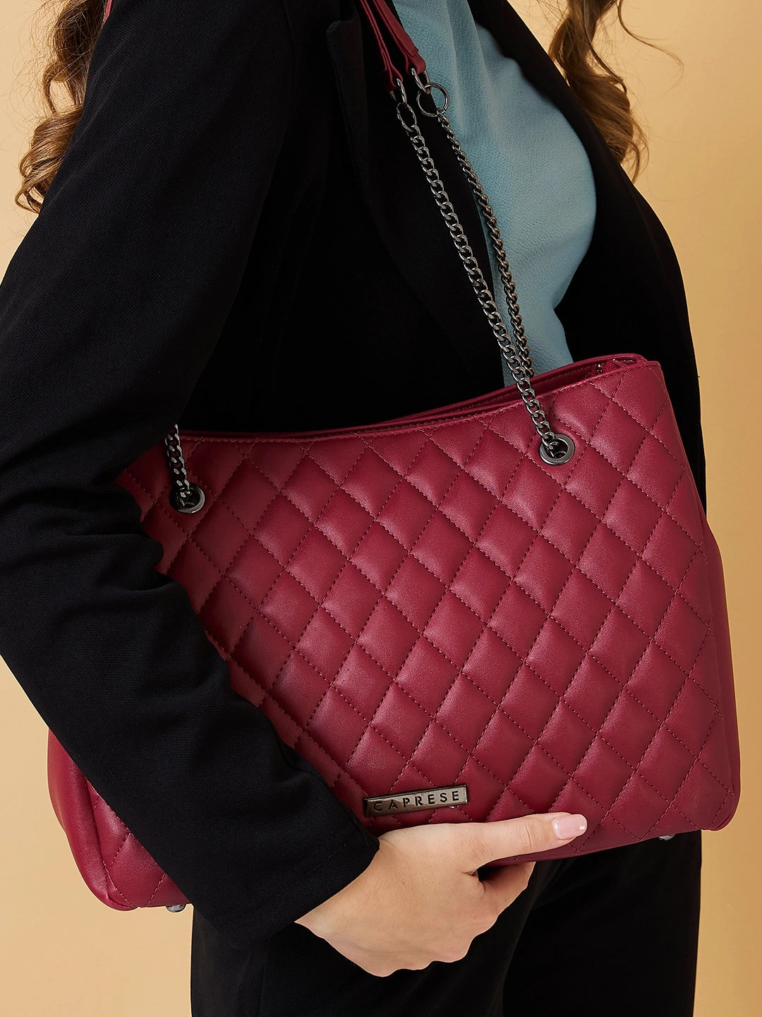 Caprese Cicely Large Maroon Satchel Bag