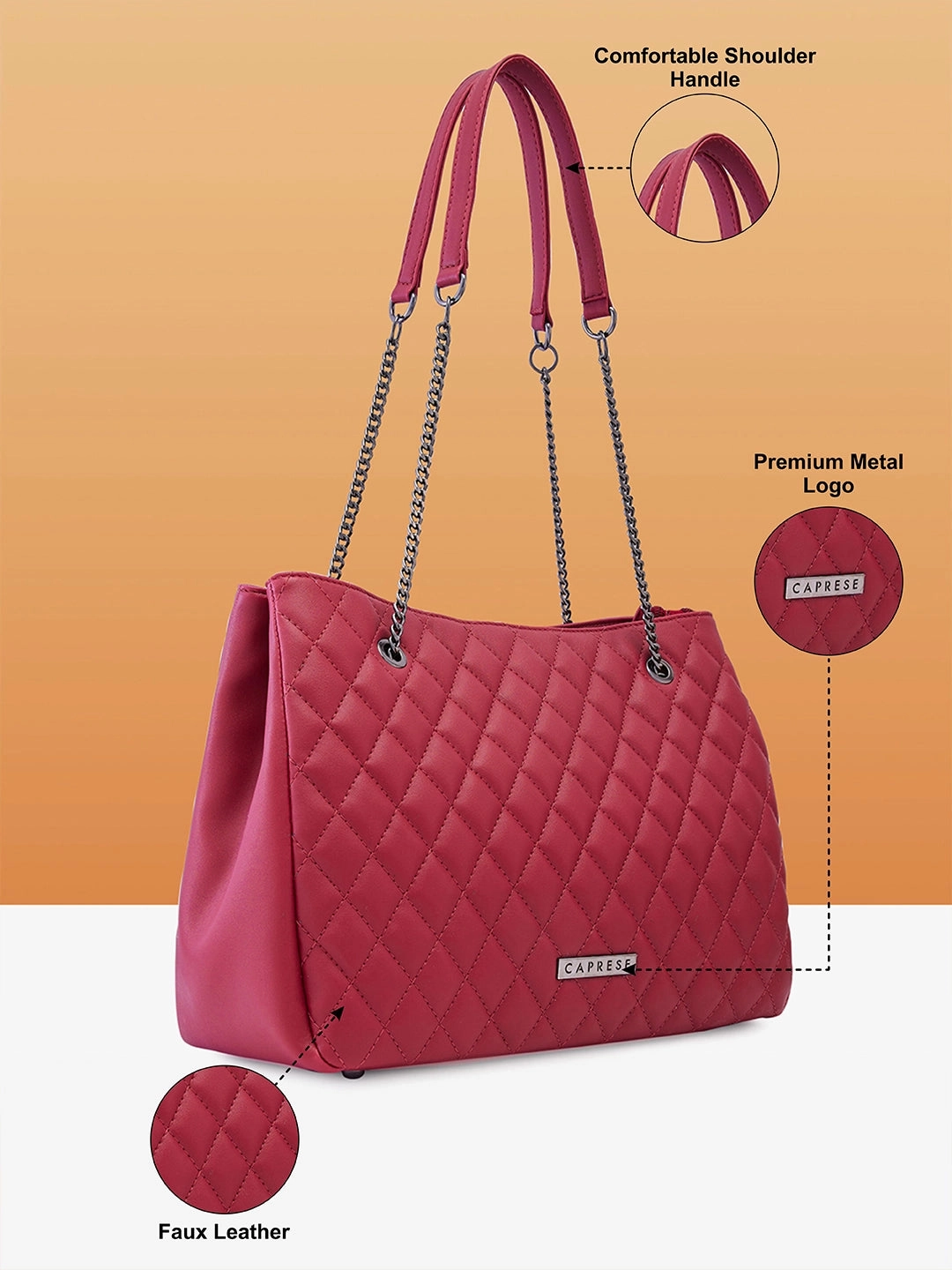 Caprese Cicely Large Maroon Satchel Bag