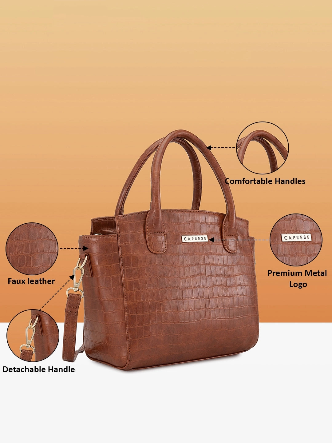 Caprese Cristina Medium Brown Satchel Bag