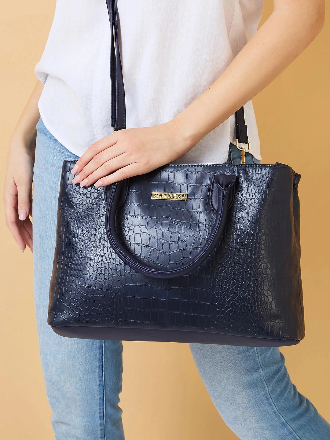 Caprese Cynthia Medium Navy Satchel Bag