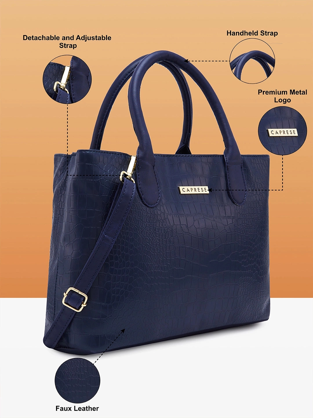 Caprese Cynthia Medium Navy Satchel Bag