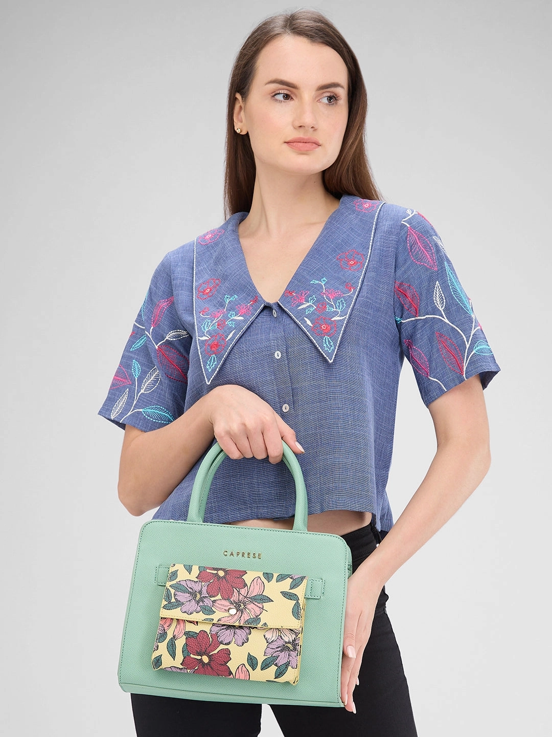 Caprese Daphne Medium Mint Satchel Bag