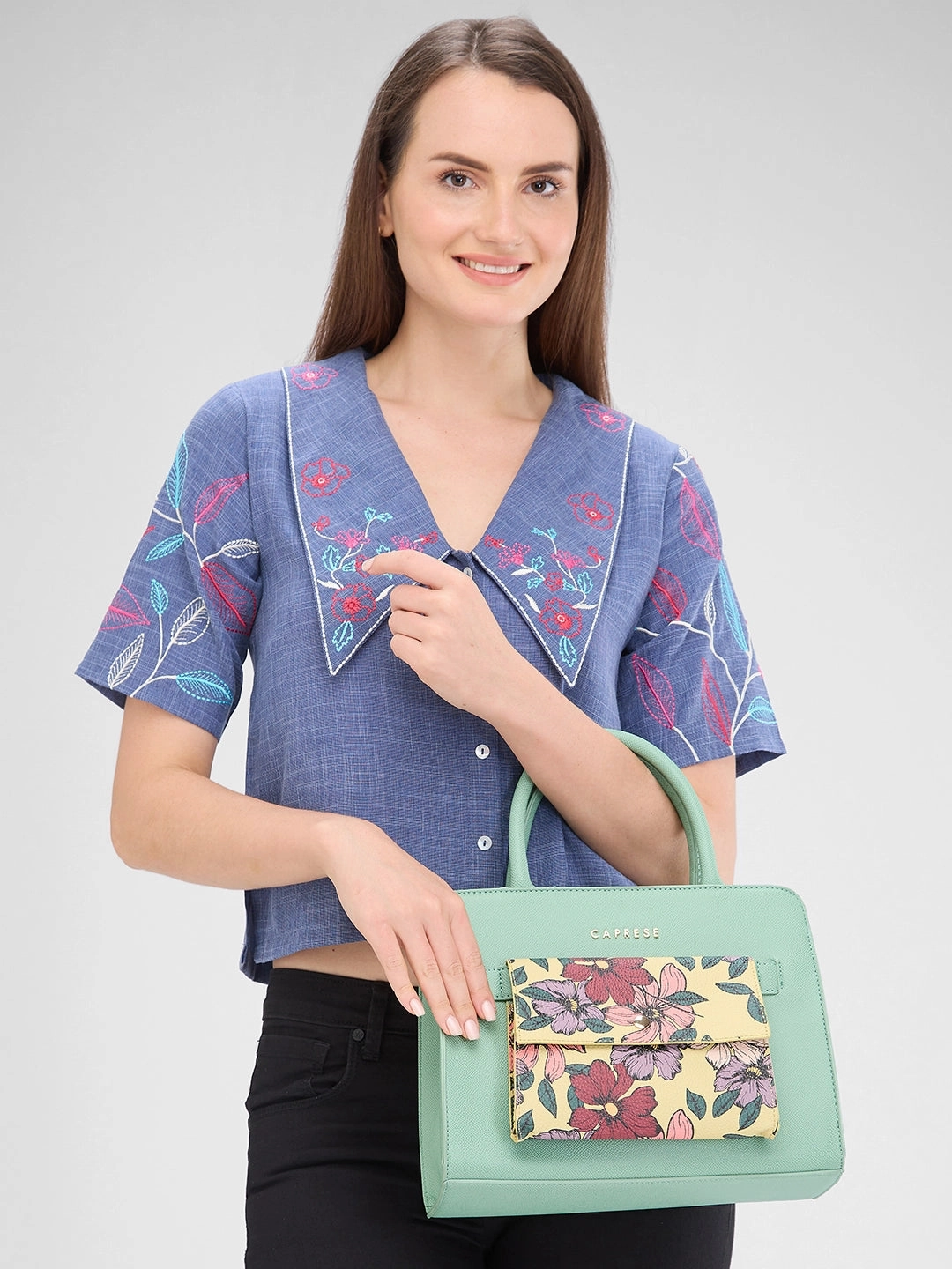 Caprese Daphne Medium Mint Satchel Bag