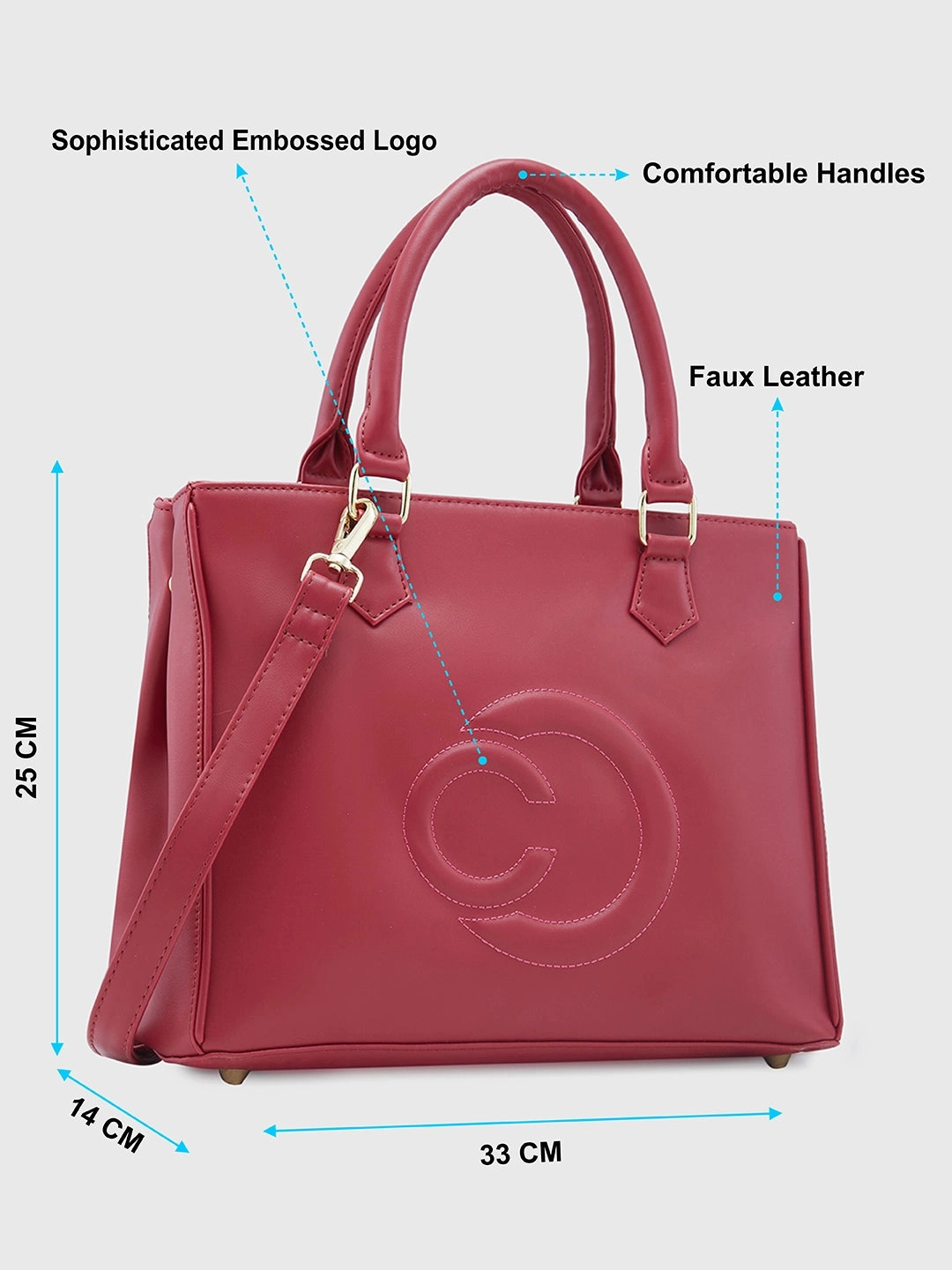 Caprese Dora Large Burgundy Satchel Bag