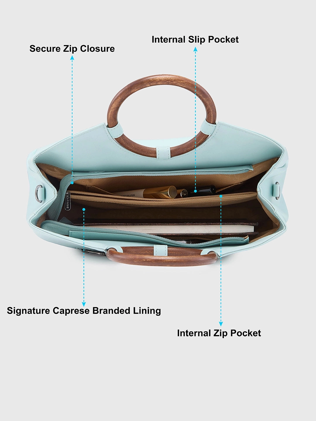 Caprese Edwina Large Aqua Satchel Bag