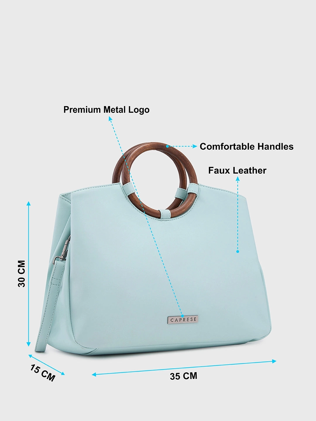 Caprese Edwina Large Aqua Satchel Bag