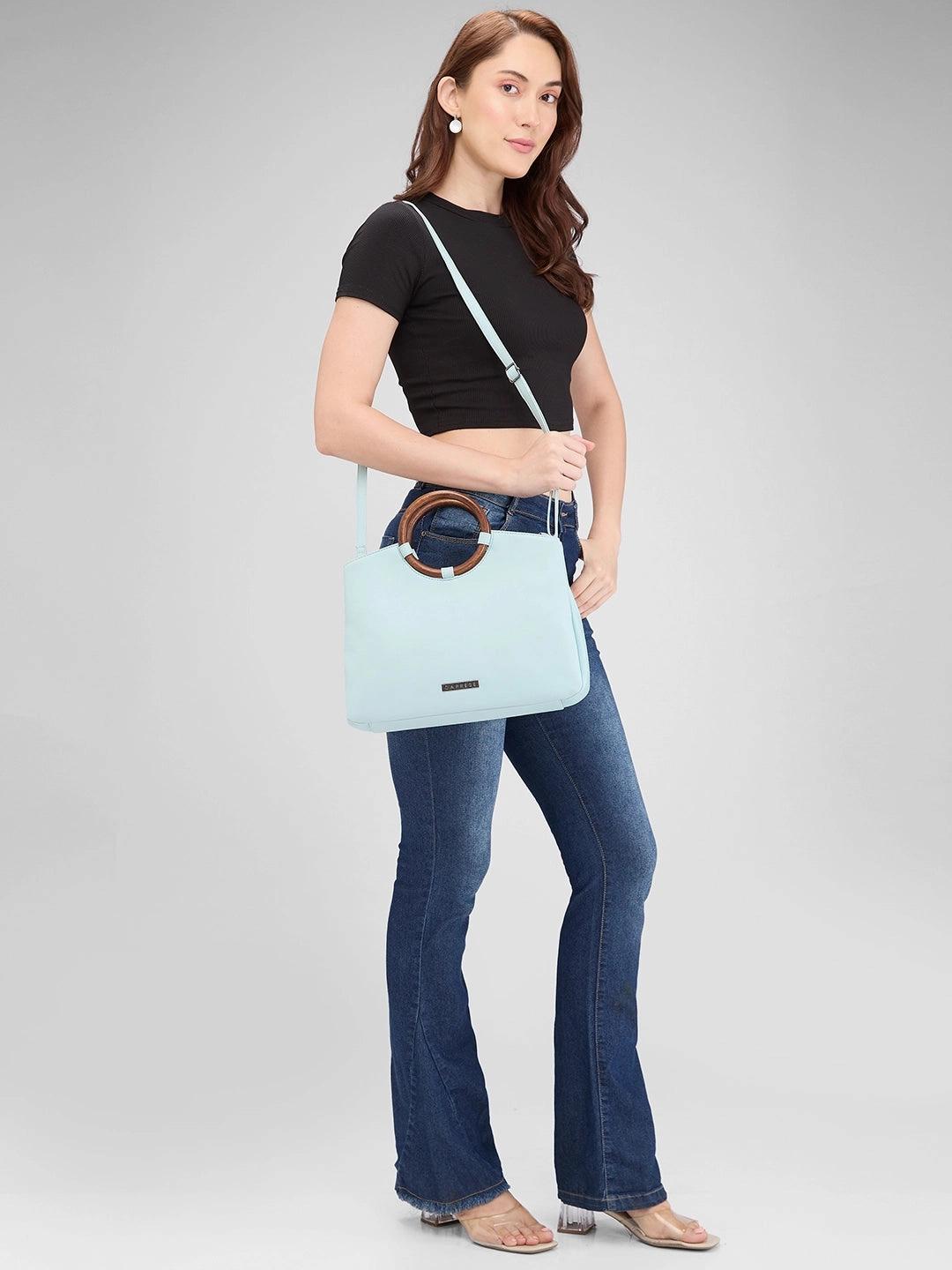 Caprese Edwina Large Aqua Satchel Bag