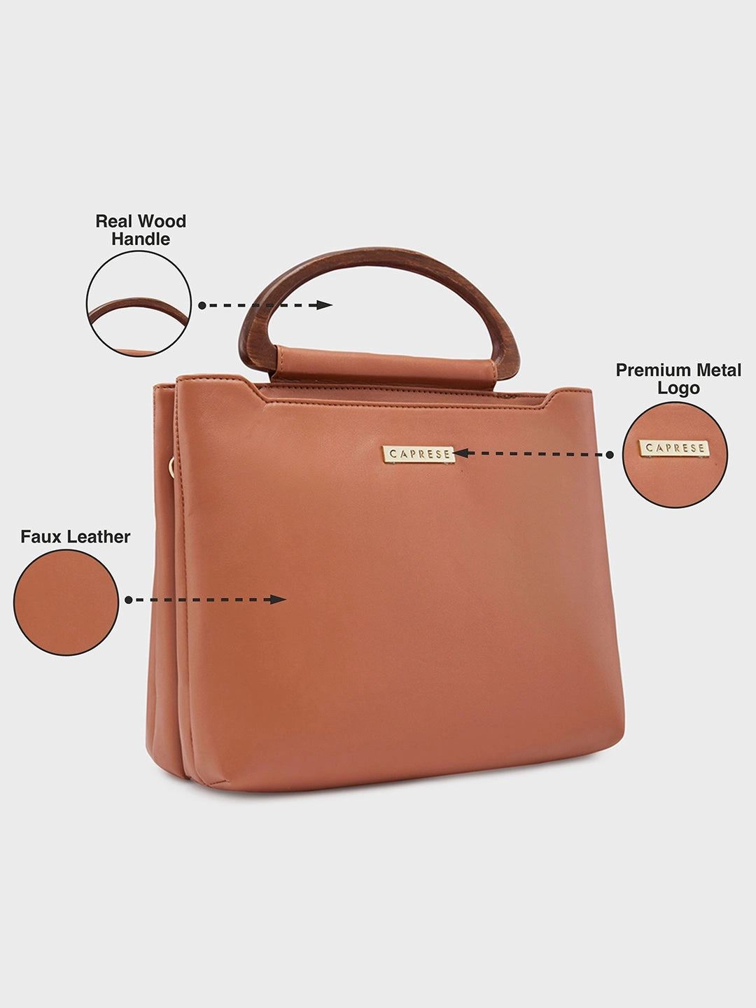 Caprese Edwina Medium Brown Satchel Bag