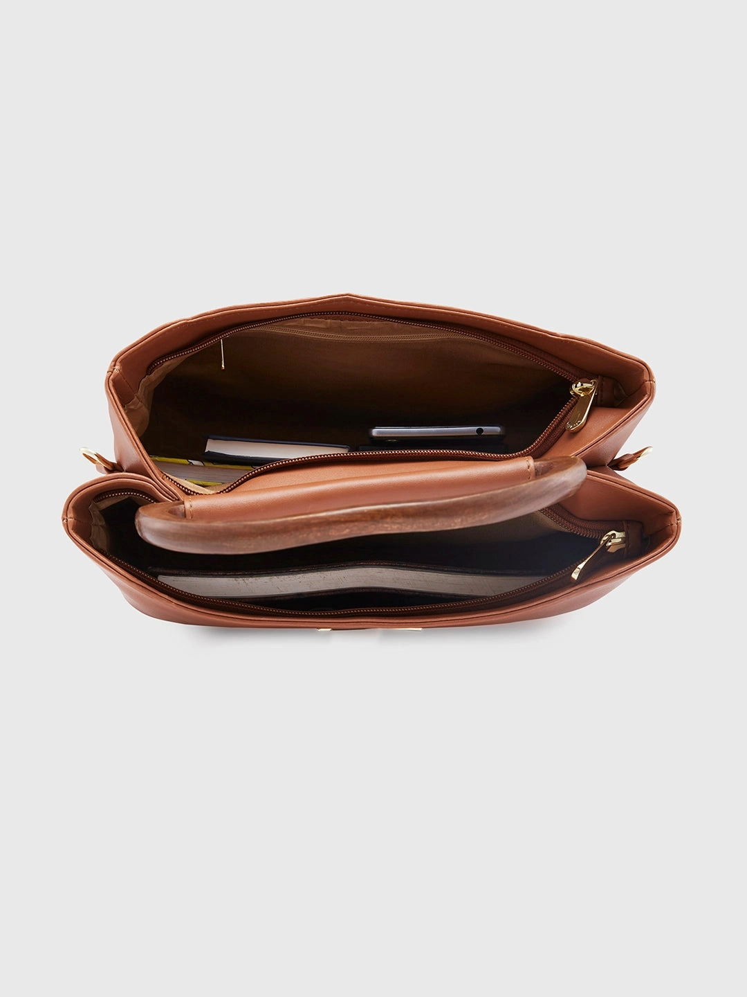 Caprese Edwina Medium Brown Satchel Bag