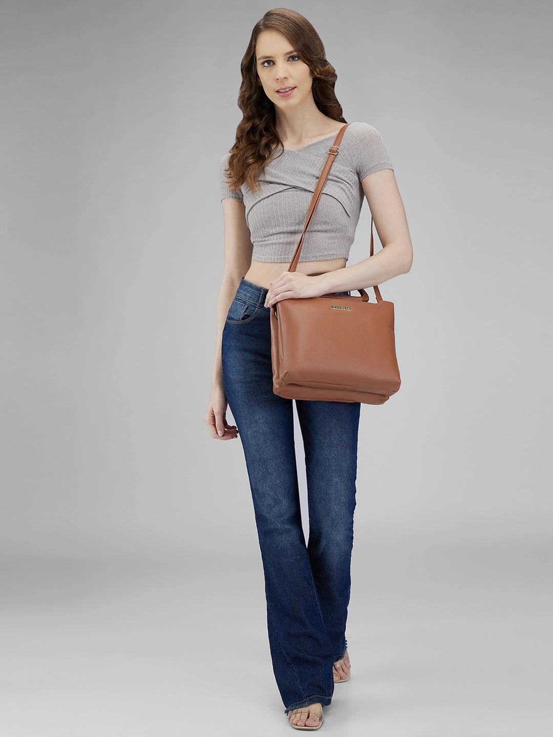 Caprese Edwina Medium Brown Satchel Bag